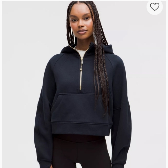 Lululemon True Navy Oversized Half Zip Hoodie With Gold Zipper XS/S-EUC - Picture 1 of 8